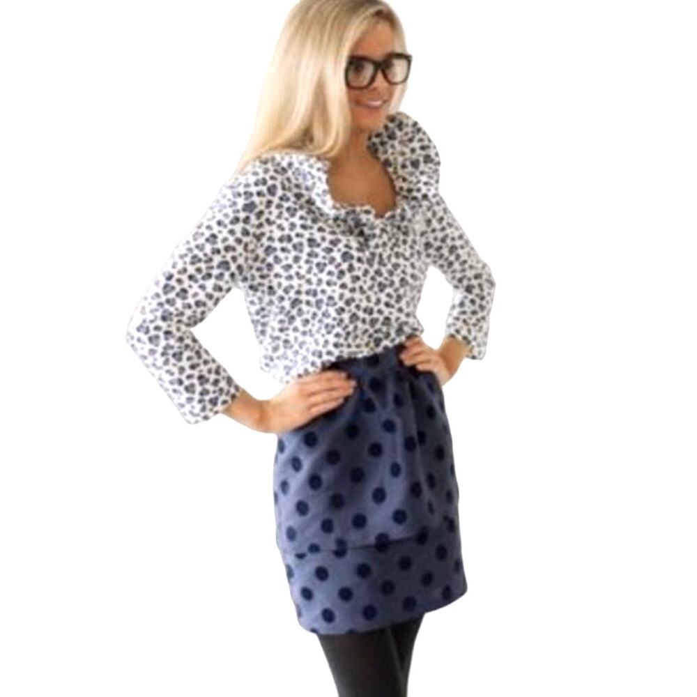 Stylish Blue Polka Dot A-Line Skirt